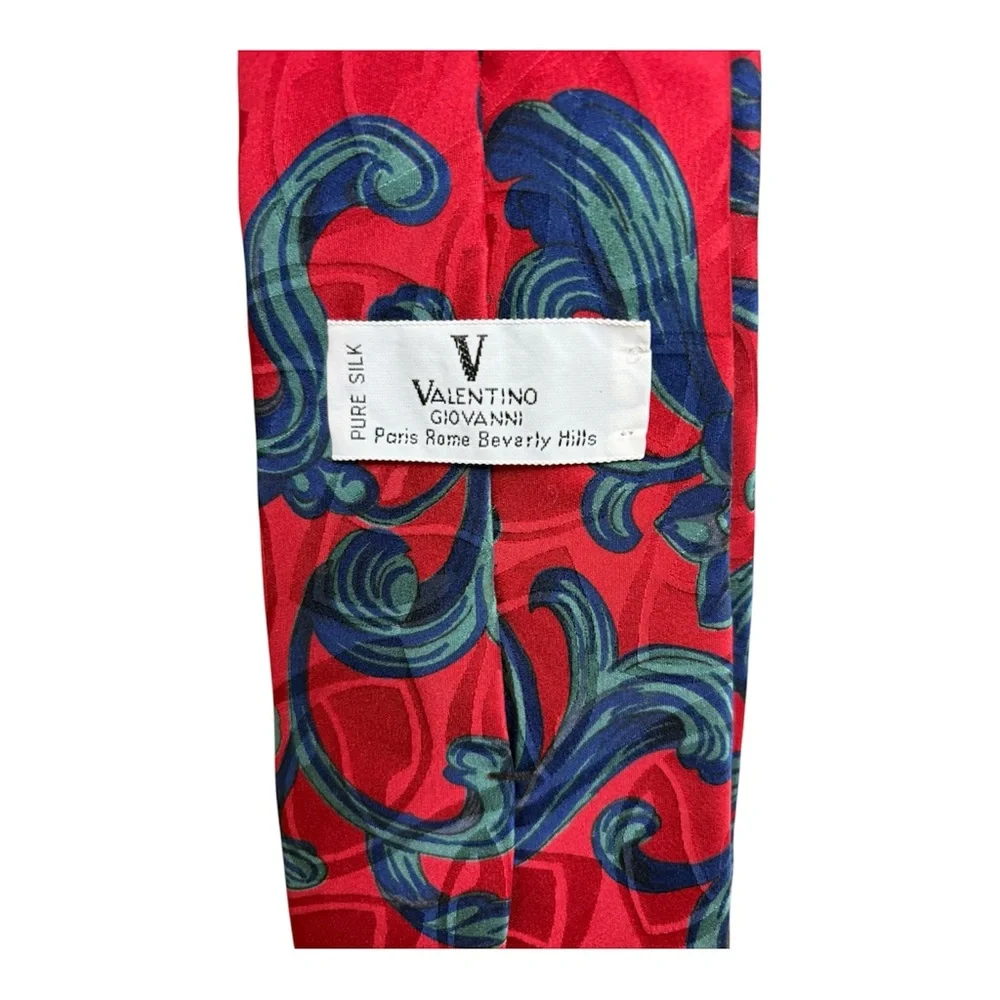 vintage Valentino Giovanni pure silk tie with a red and blue abstract pattern - Picture 4 of 5